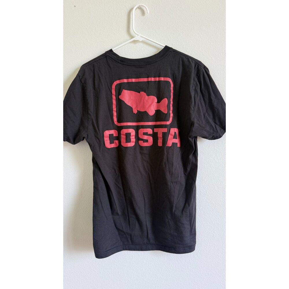 Costa Del Mar Bass Fishing T Shirt Black Red Fish Logo Graphic Men’s Size M